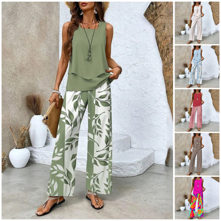 Mira | Ensemble deux pièces : top sans manches et pantalon à jambes larges