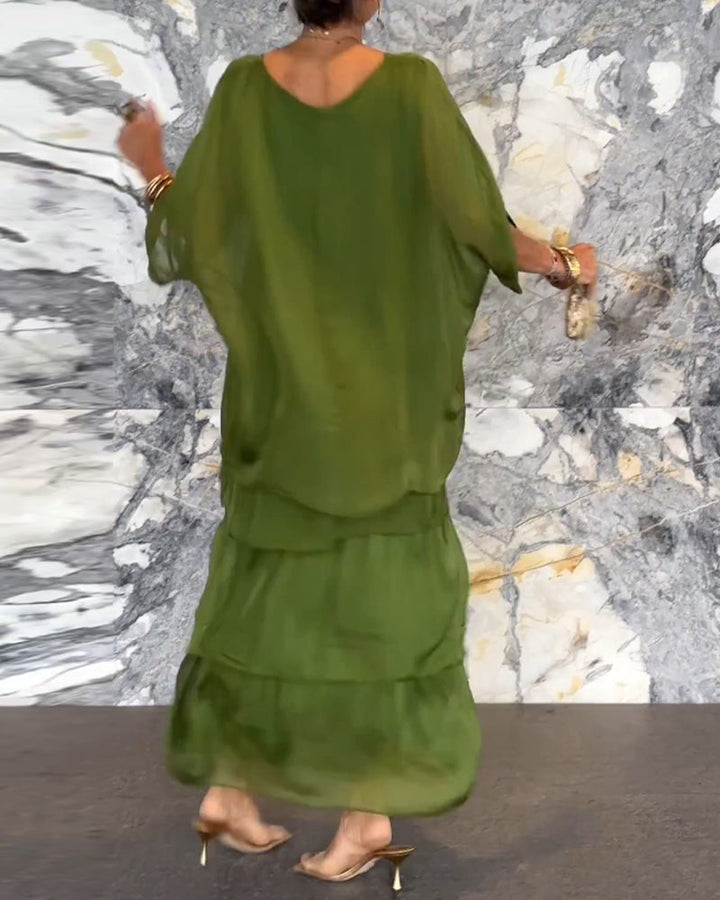 Dorota | Robe Maxi Boho avec Effet Superposé