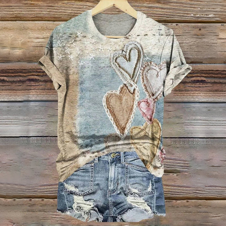 Delfina | T-shirt vintage avec impression de cœur