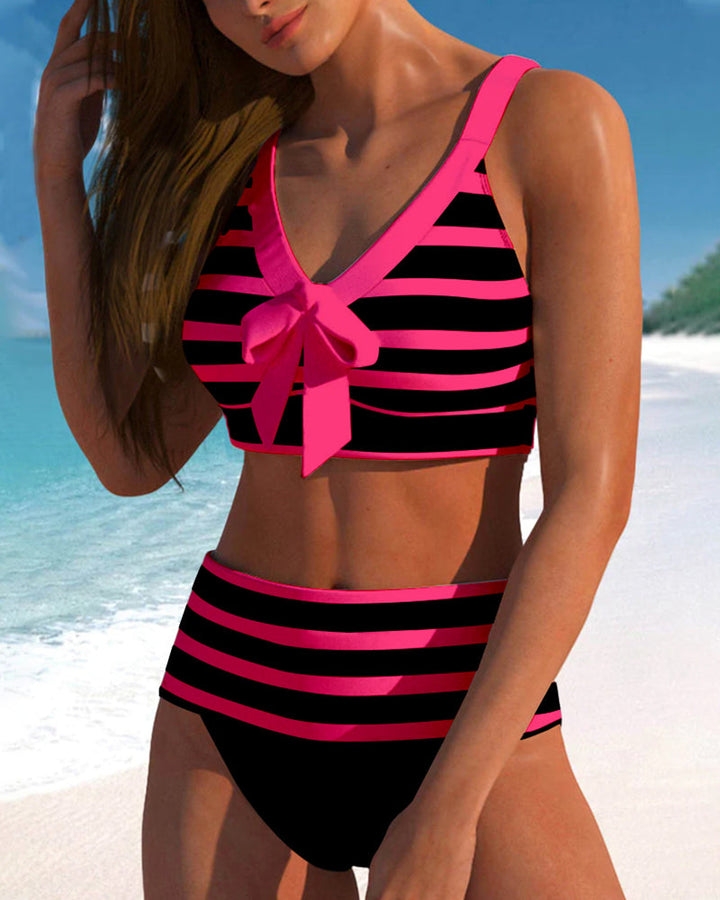 Roksana - Bikini rayé taille haute