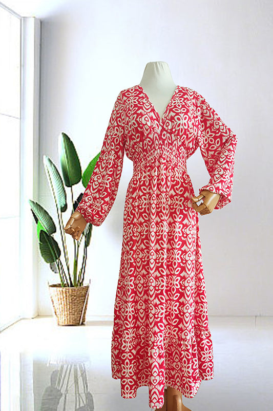 Robe Maxi Aérée – Prairie Corail