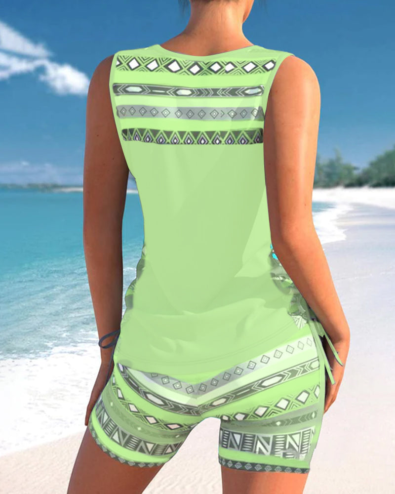 Radosława - Tankini avec imprimé géométrique et décolleté en V
