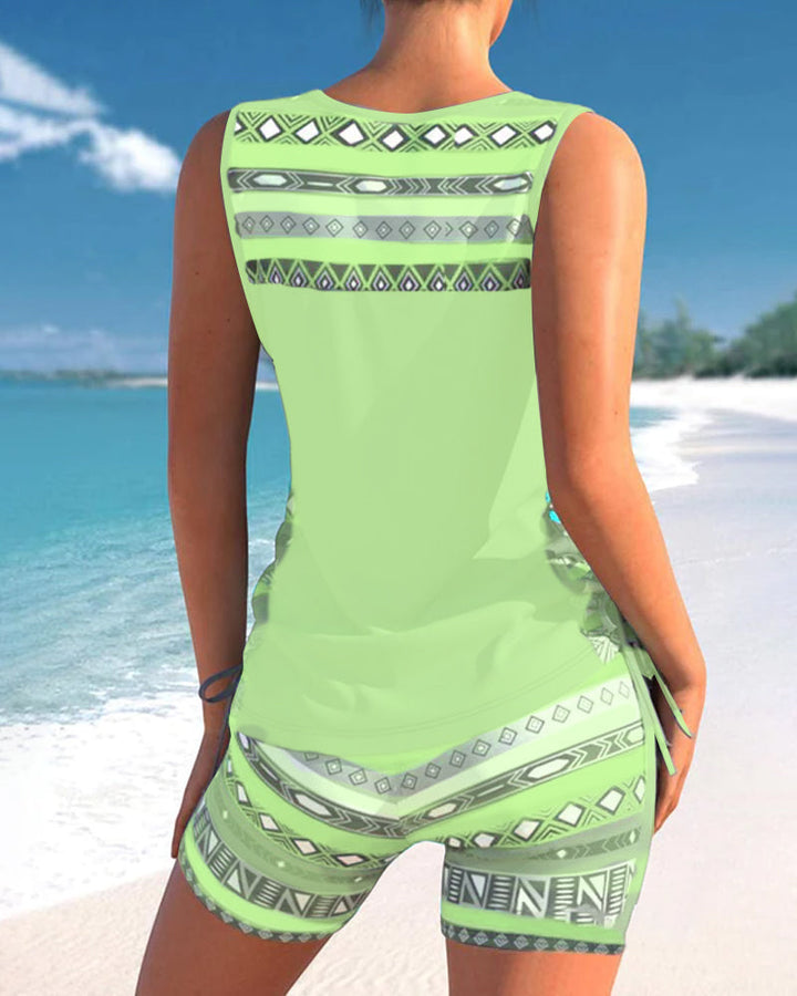 Radosława - Tankini avec imprimé géométrique et décolleté en V