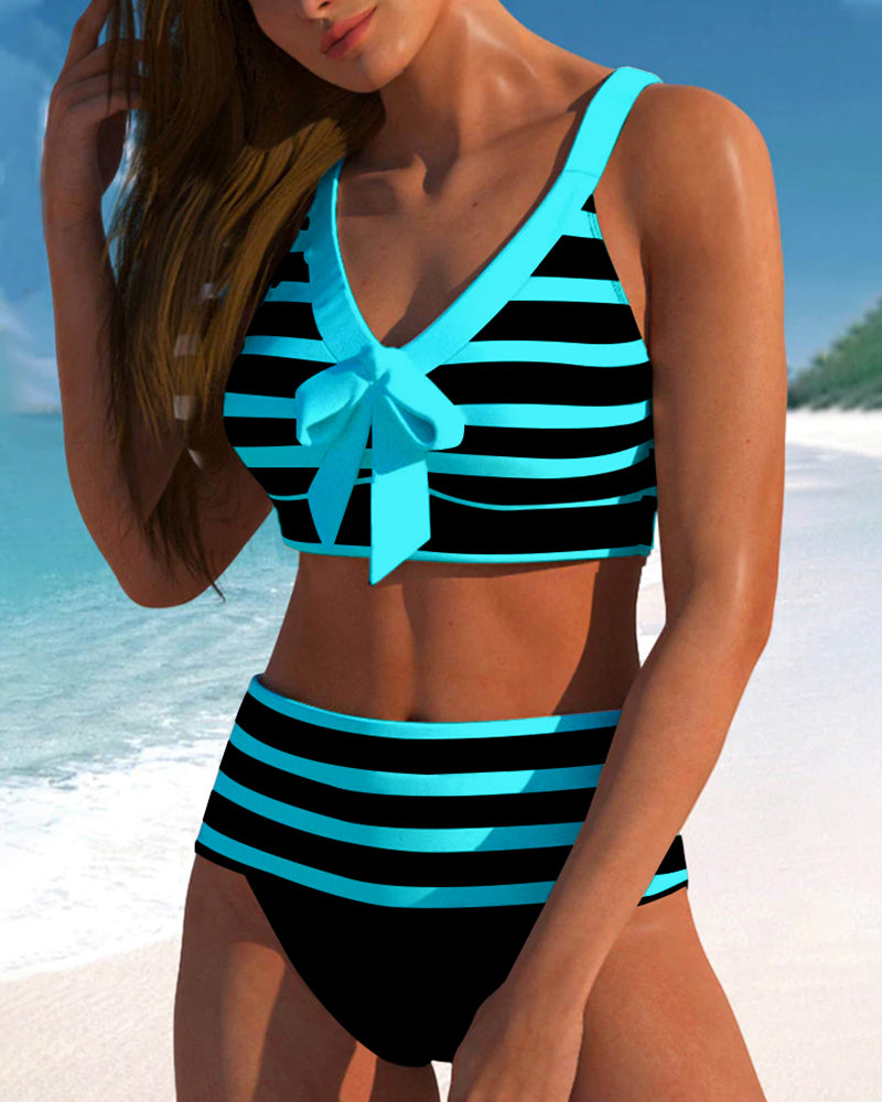 Roksana - Bikini rayé taille haute