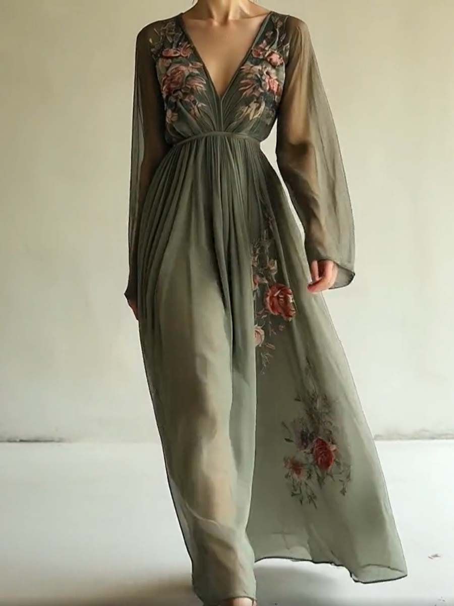 Maria - Robe Maxi Élégante à Fleurs
