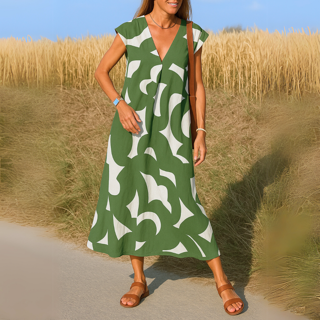 Laura | Robe maxi avec impression artistique