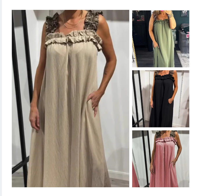 Klara | Robe Maxi Aérée à Bretelles avec Poches