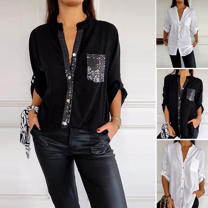 Stefania | Chemise quotidienne avec poche en sequins