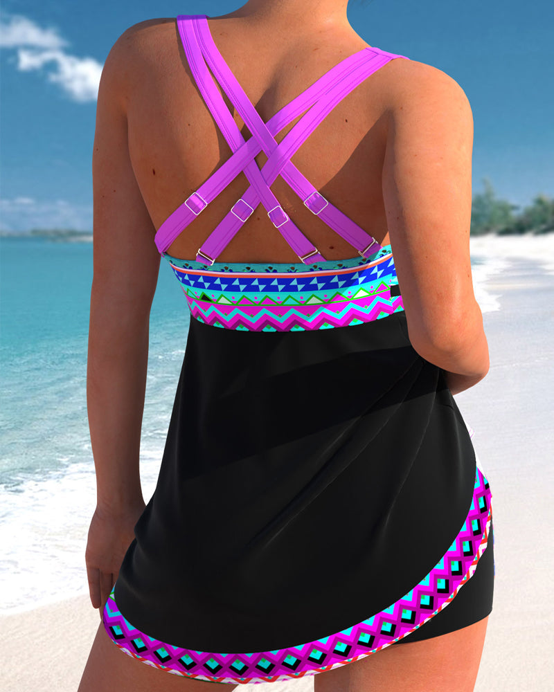 Teodora - Maillot de bain avec cordon et imprimé à rayures