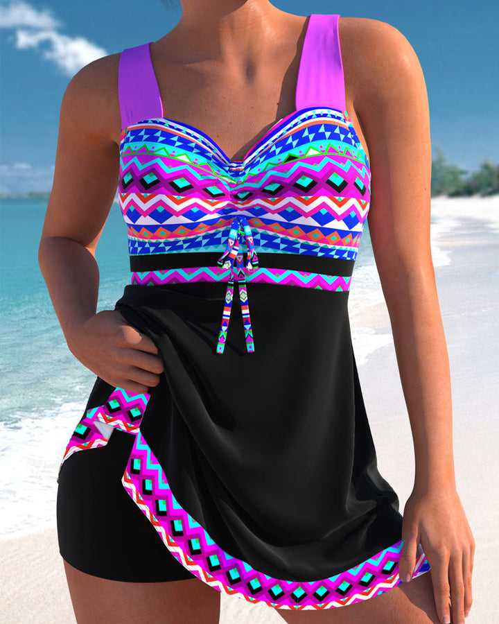 Teodora - Maillot de bain avec cordon et imprimé à rayures