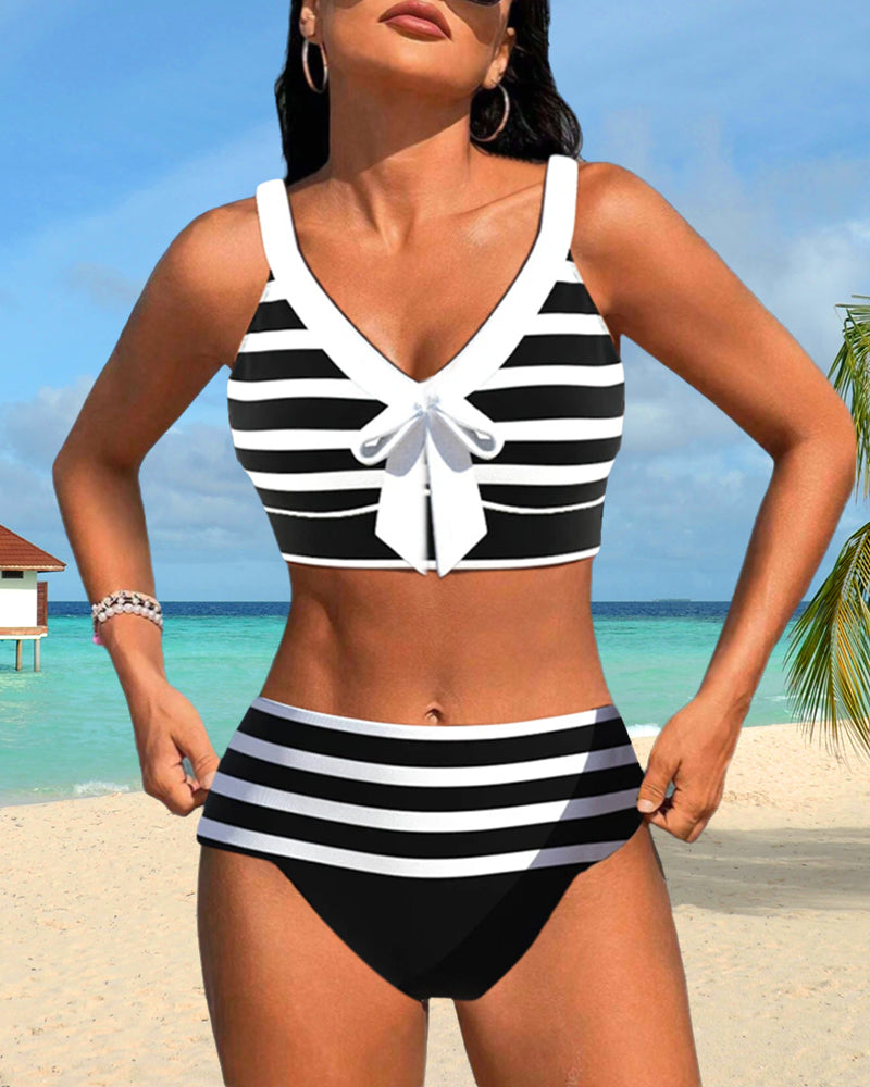 Roksana - Bikini rayé taille haute