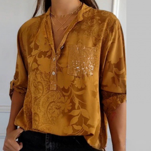 Stefania | Chemise Intemporelle avec Imprimé, Col et Boutons