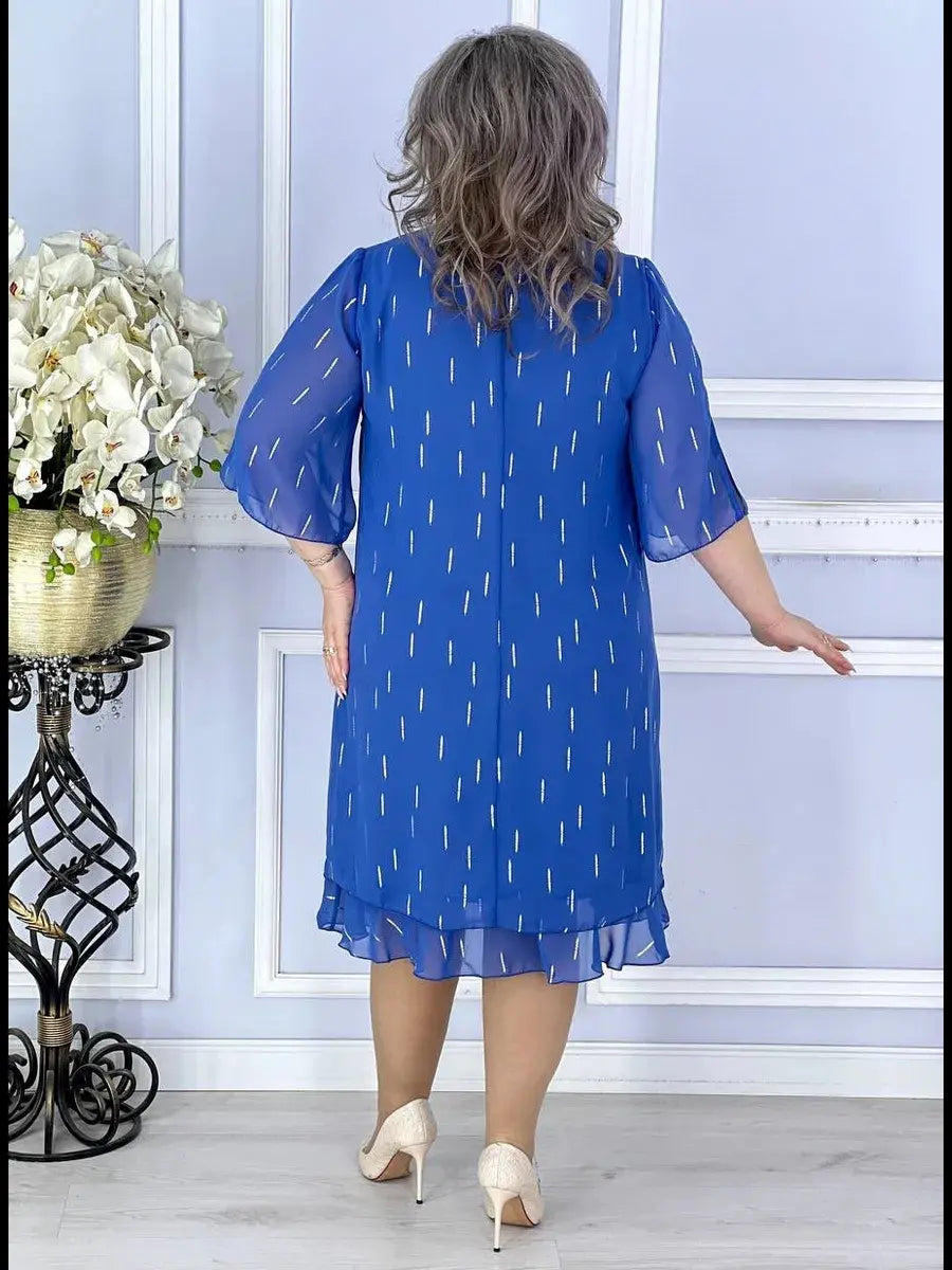 Wioletta | Robe midi en chiffon élégante avec plis