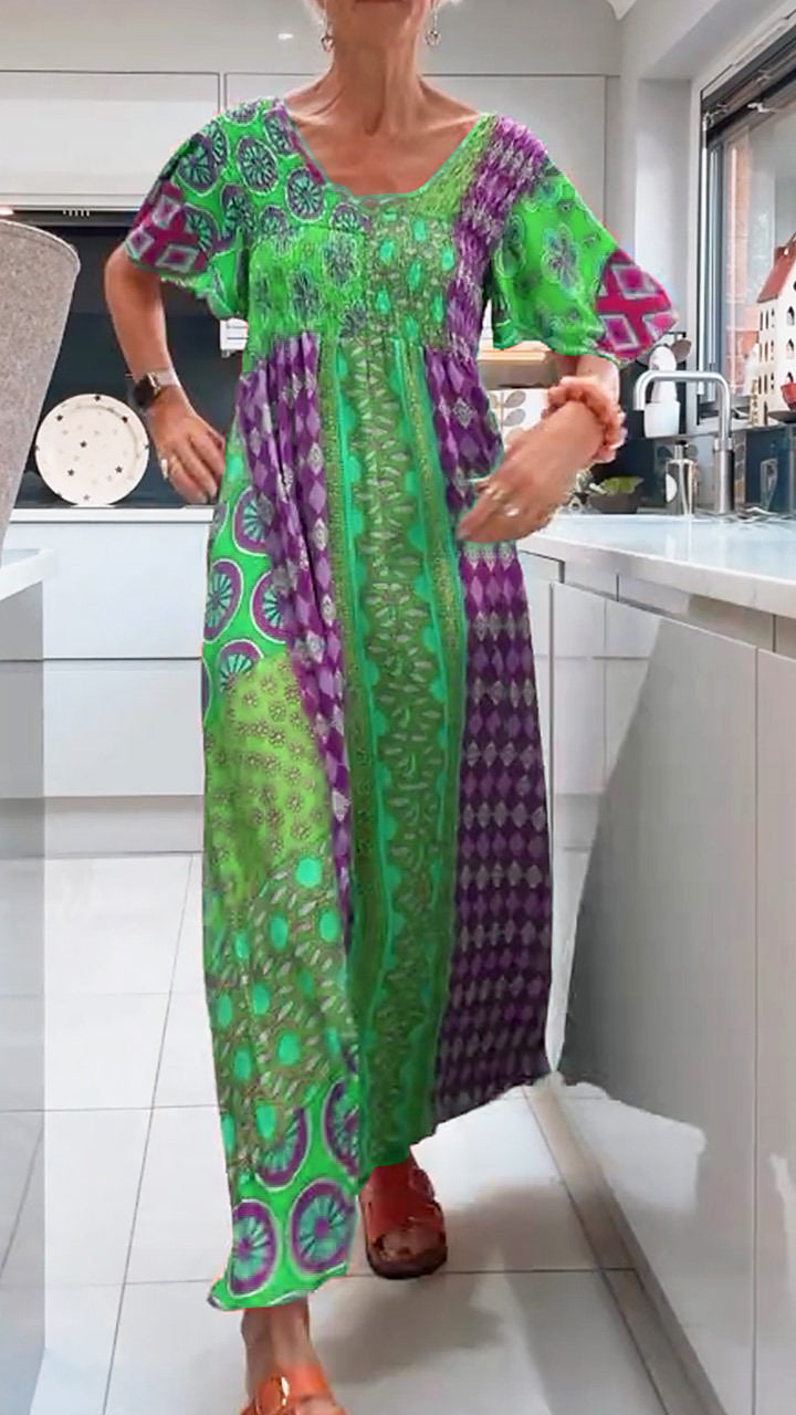 Louise  – Robe Midi Élégante à Motif Paisley