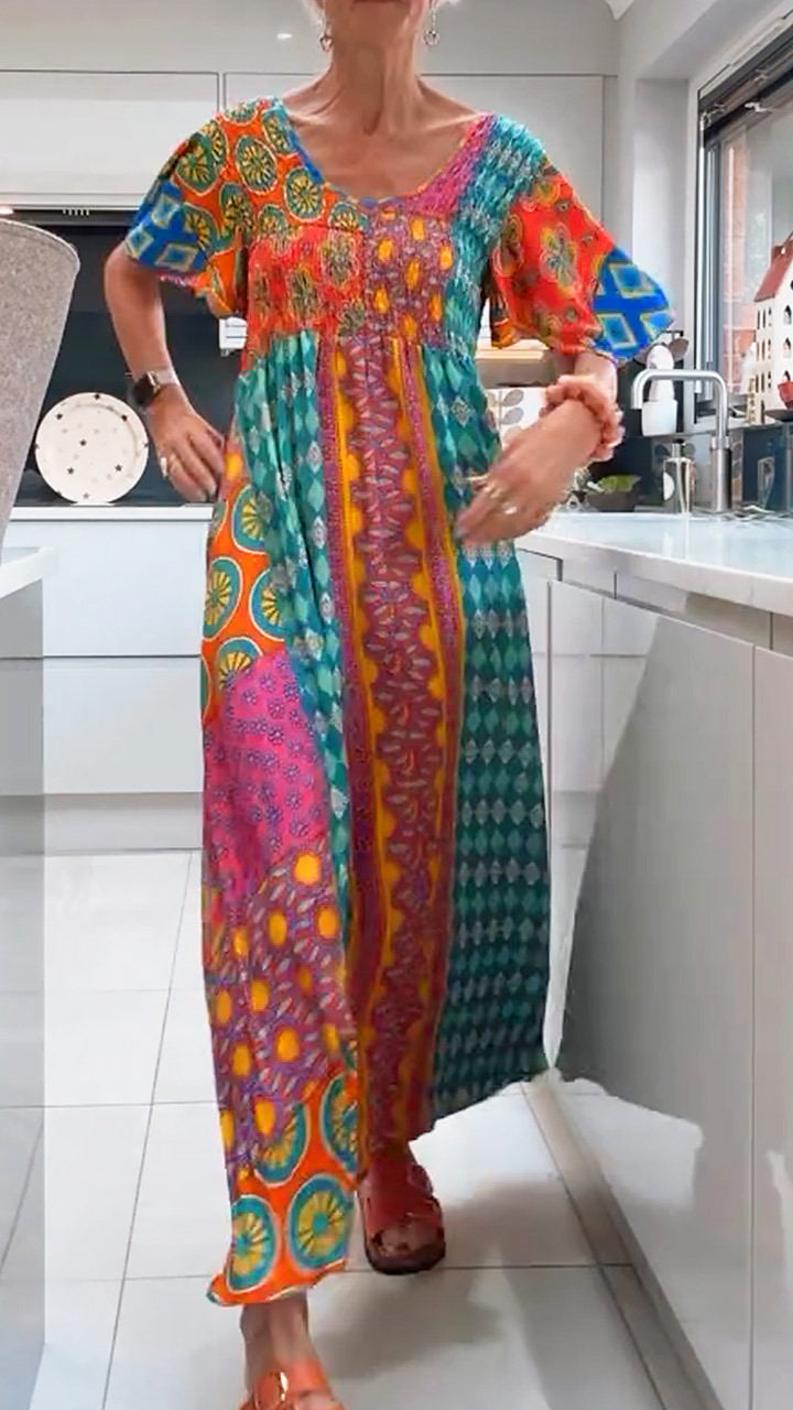 Louise  – Robe Midi Élégante à Motif Paisley