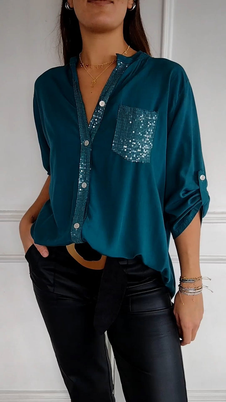 Stefania | Chemise quotidienne avec poche en sequins