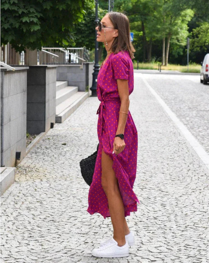 Barbara | Robe midi portefeuille au style affirmé
