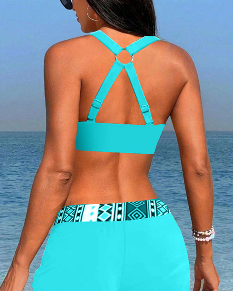 Salomea - Bikini taille haute avec imprimé géométrique