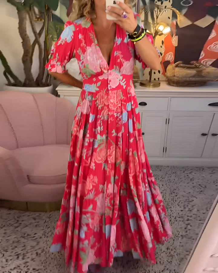 Nela | Robe maxi fluide à fleurs pour les journées ensoleillées