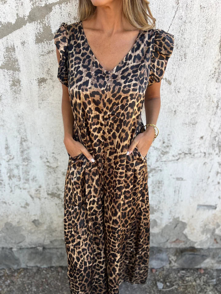 Karolina – Combinaison avec Décolleté et Motif Léopard