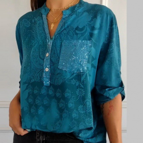 Stefania | Chemise Intemporelle avec Imprimé, Col et Boutons