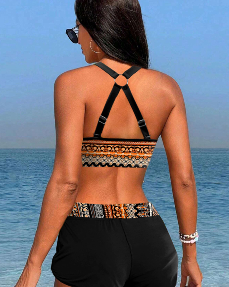 Romana - Bikini taille haute avec imprimé géométrique