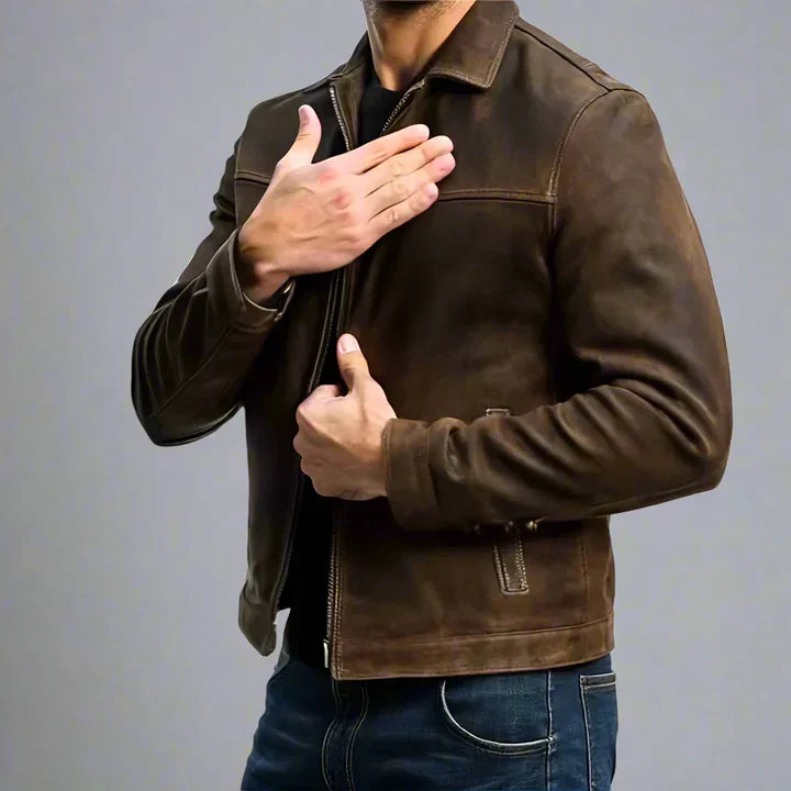 ROSSI ROMA™ | Veste en Cuir avec Fermeture Éclair