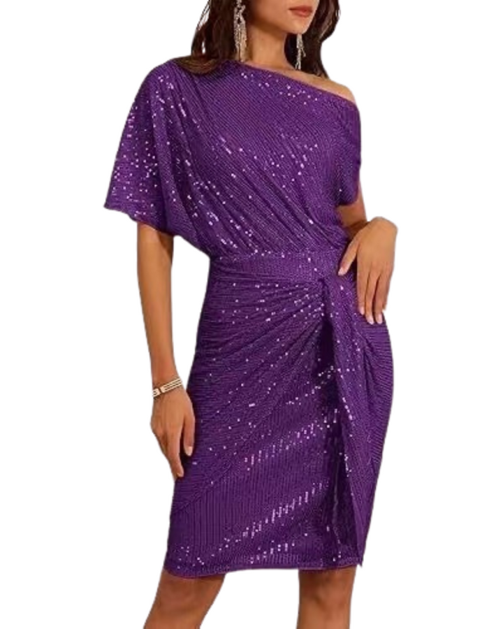 Klaudia | Robe à Une Épaule avec Paillettes pour Fête