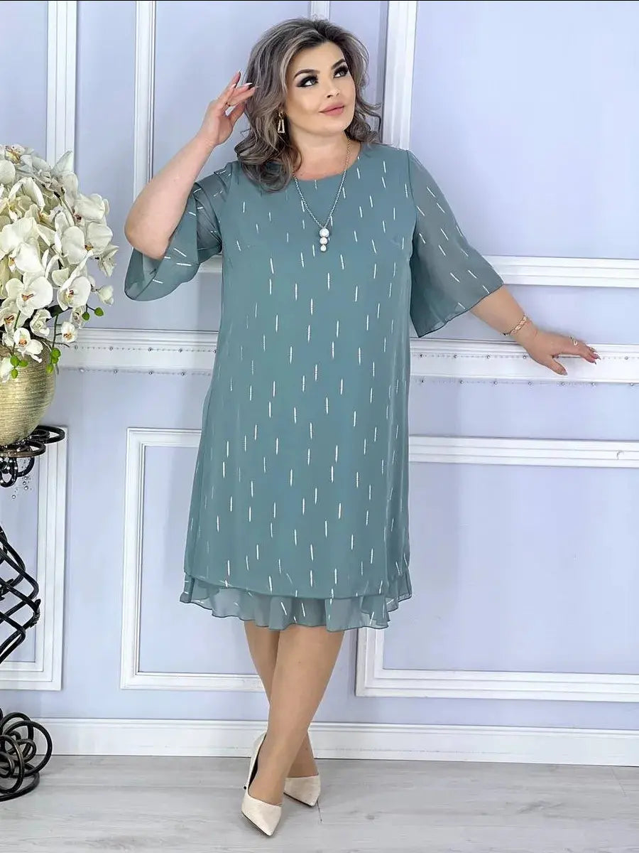 Wioletta | Robe midi en chiffon élégante avec plis