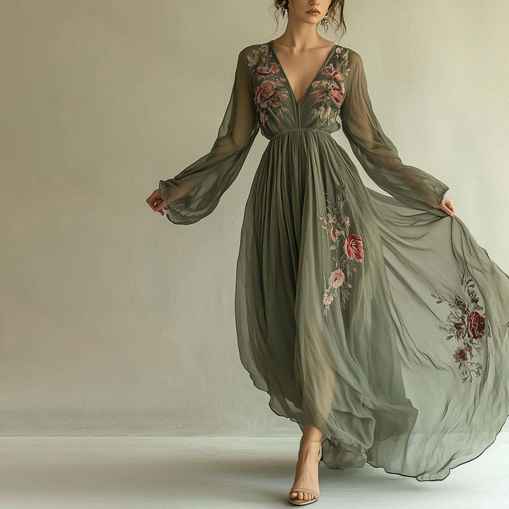 Maria - Robe Maxi Élégante à Fleurs
