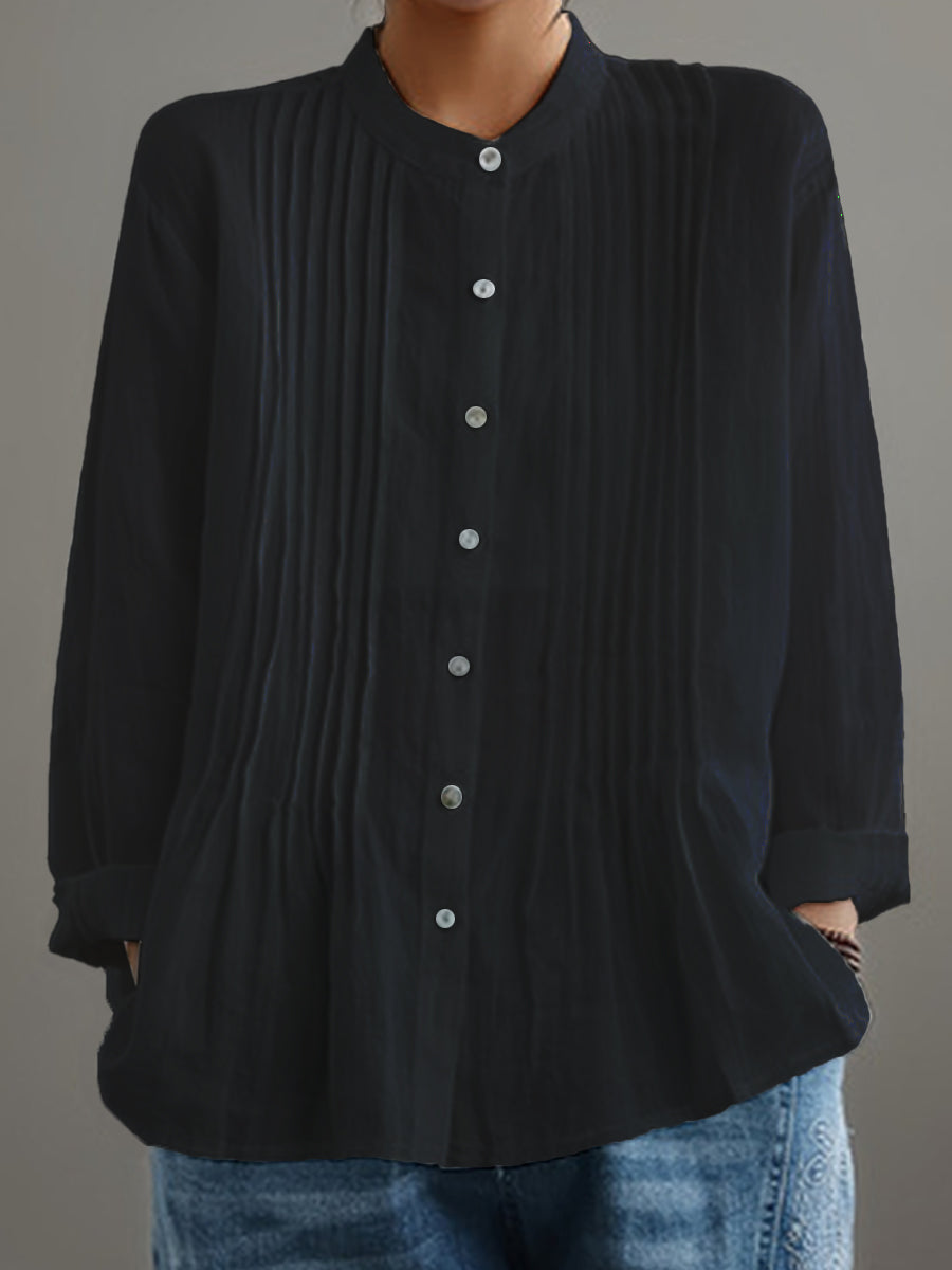 Janina | Chemise casual plissée pour femmes en coton et lin