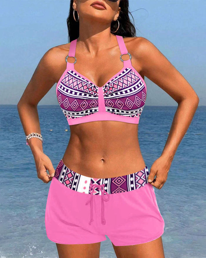 Salomea - Bikini taille haute avec imprimé géométrique