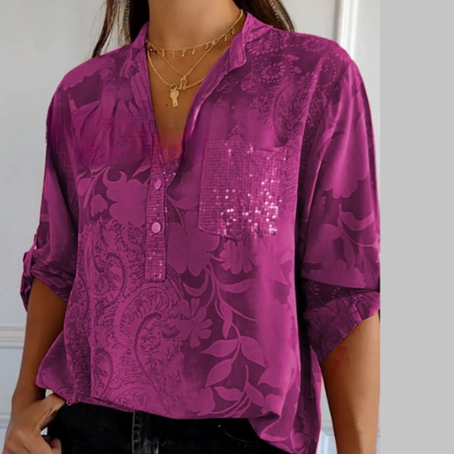 Stefania | Chemise Intemporelle avec Imprimé, Col et Boutons