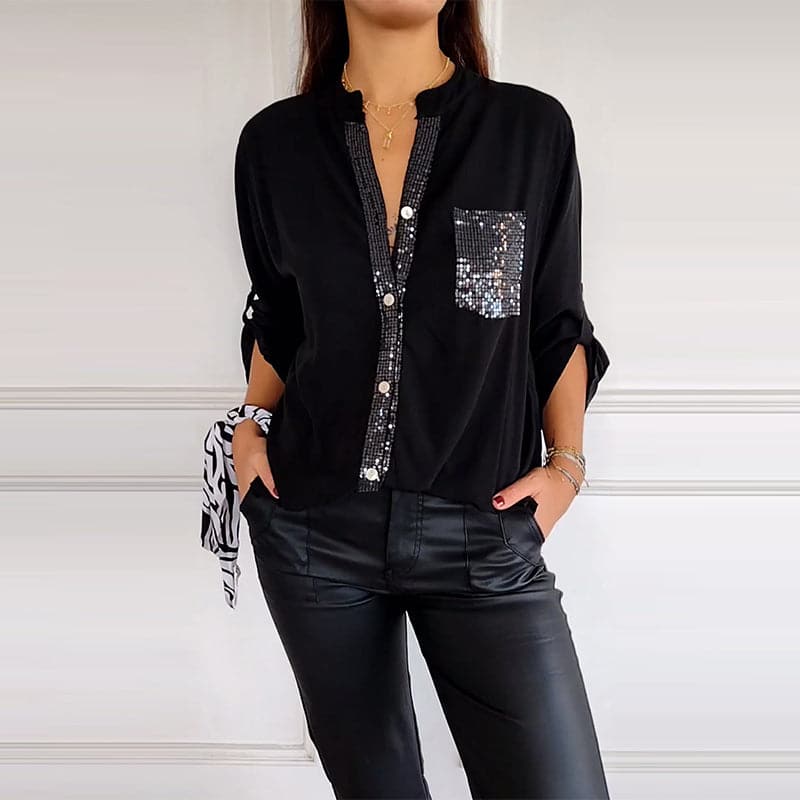 Stefania | Chemise quotidienne avec poche en sequins