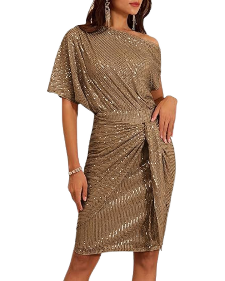 Klaudia | Robe à Une Épaule avec Paillettes pour Fête