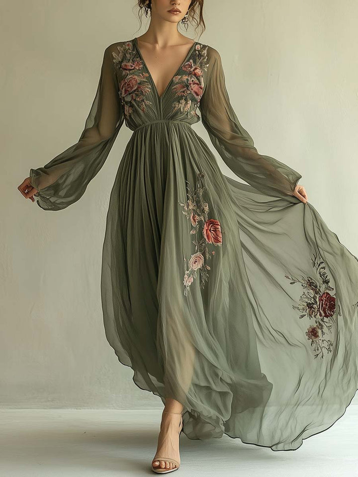 Maria - Robe Maxi Élégante à Fleurs