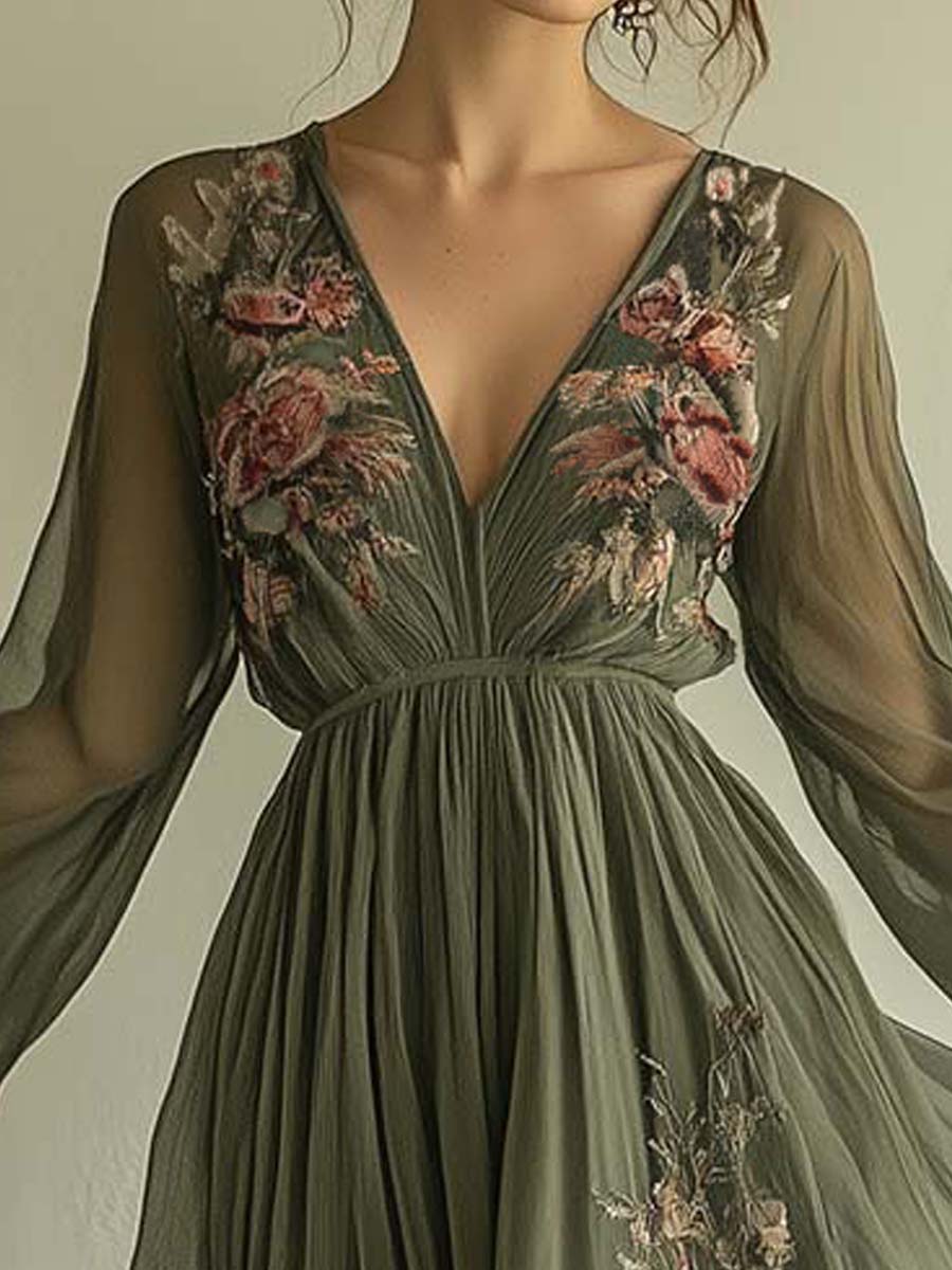 Maria - Robe Maxi Élégante à Fleurs