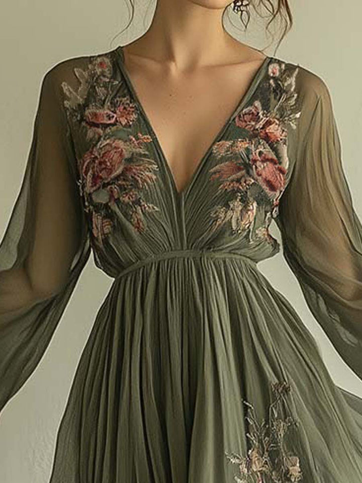Maria - Robe Maxi Élégante à Fleurs