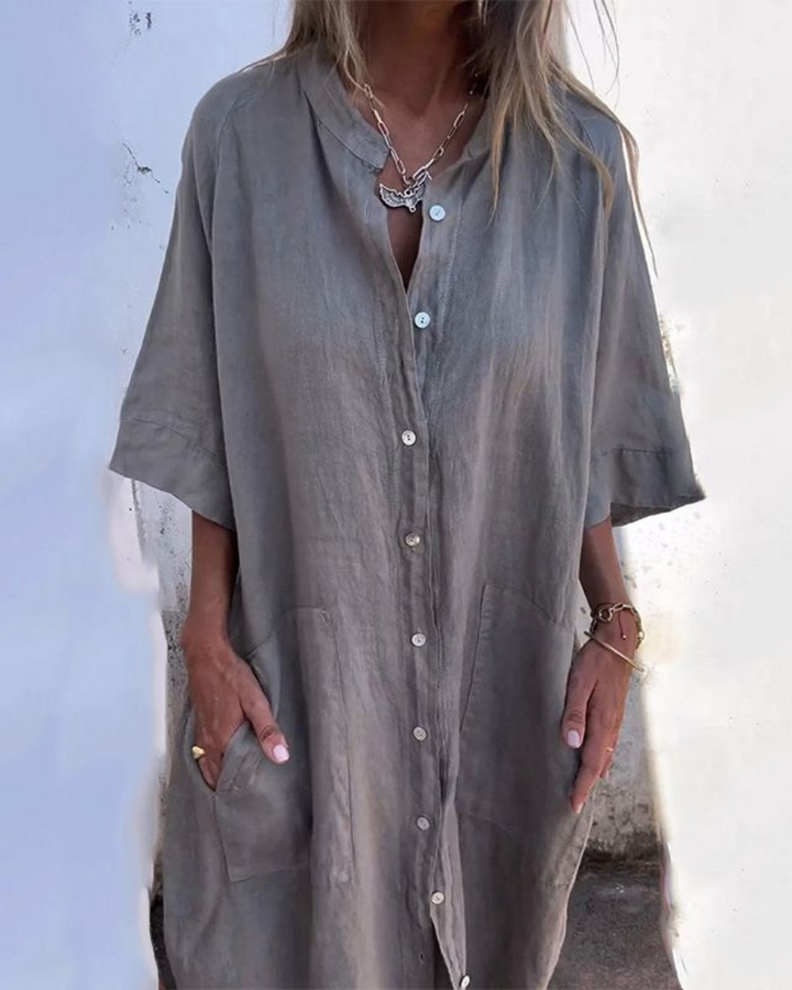 Edyta | Robe Chemise Midi Détendue avec Boutons