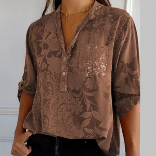 Stefania | Chemise Intemporelle avec Imprimé, Col et Boutons