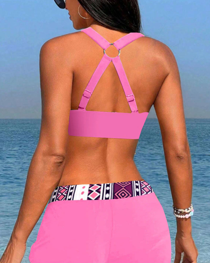 Salomea - Bikini taille haute avec imprimé géométrique