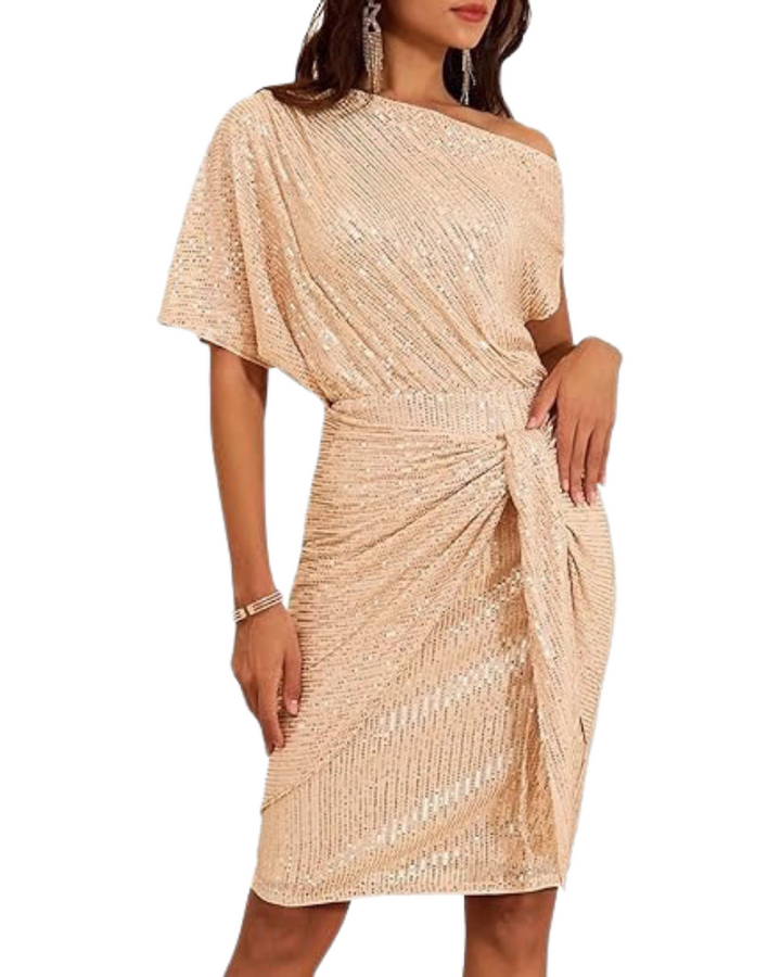 Klaudia | Robe à Une Épaule avec Paillettes pour Fête