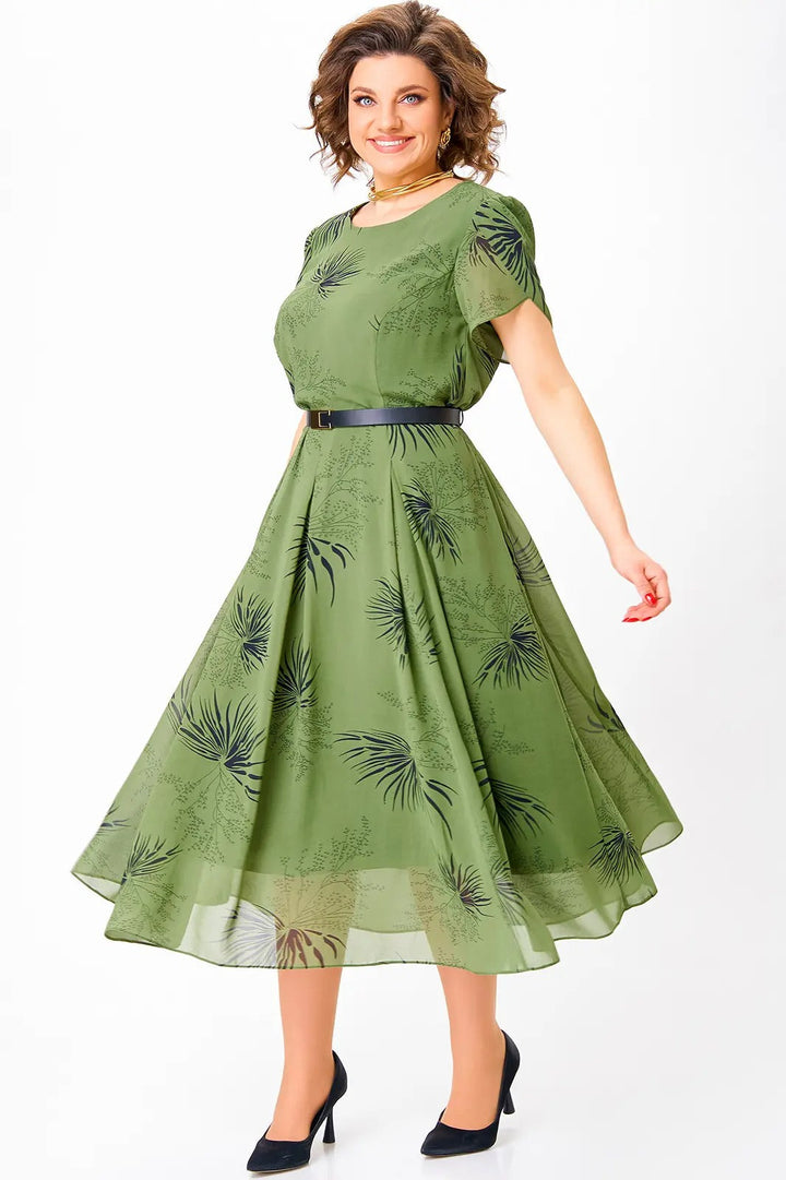 Jolanta | Robe Midi Élégante en Chiffon avec Motif Floral