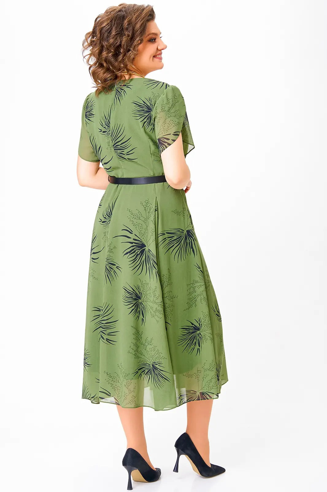 Jolanta | Robe Midi Élégante en Chiffon avec Motif Floral