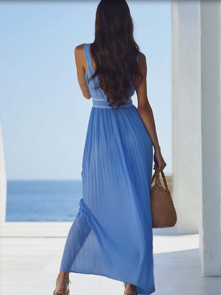 Bella – Robe Maxi Aérienne en Couleur Bleue