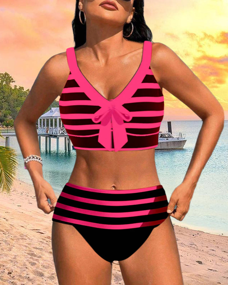 Roksana - Bikini rayé taille haute