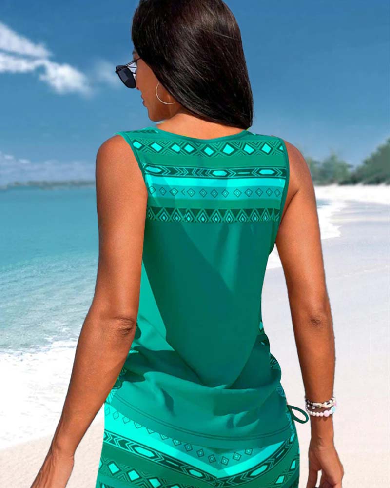 Radosława - Tankini avec imprimé géométrique et décolleté en V