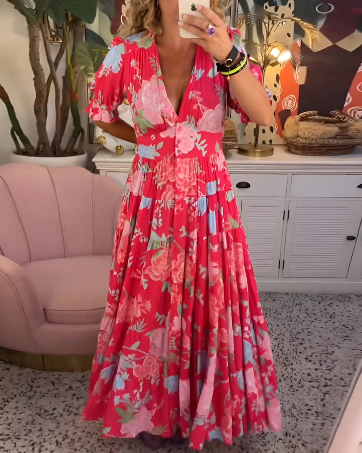 Nela | Robe maxi fluide à fleurs pour les journées ensoleillées