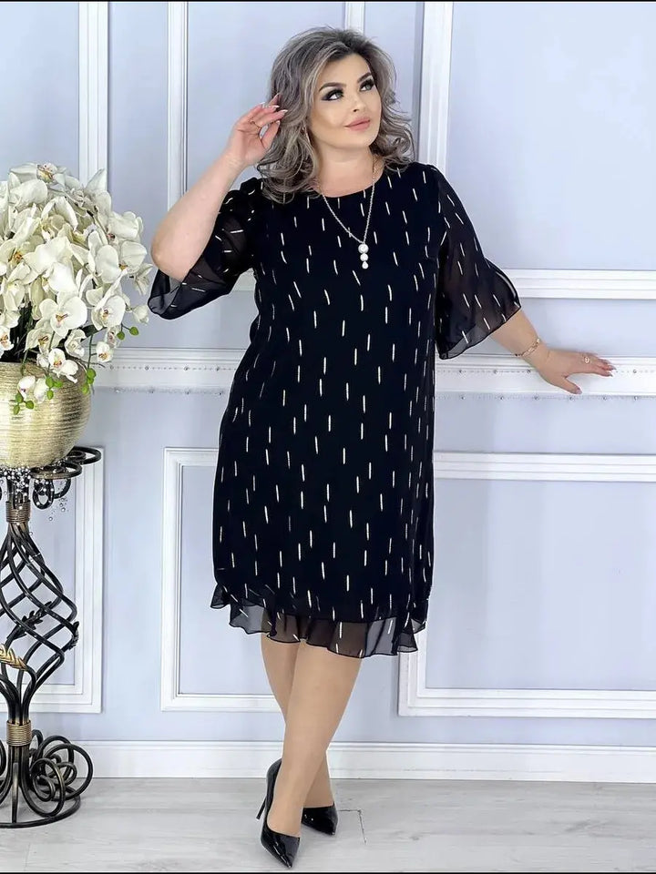 Wioletta | Robe midi en chiffon élégante avec plis