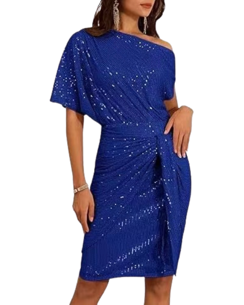 Klaudia | Robe à Une Épaule avec Paillettes pour Fête
